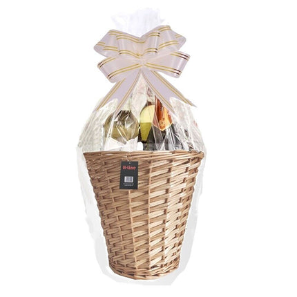 MAKE YOUR OWN HAMPER WICKER WINE BOTTLE FOOD BASKET CELLOPHANE BOW GIFT SET KIT