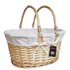 TRADITIONAL SHOPPING BASKET FOLDING HANDLES PICNIC STORAGE WICKER WEAVE BOX 4