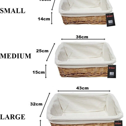 WICKER WILLOW STORAGE BASKETS LINING EASTER GIFT MAKE YOUR OWN HAMPER LARGE