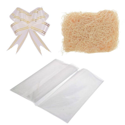 Clear Cellophane Gift Wrap Bag Bow Woodshred Christmas Make Your Own Hamper Kit