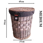 Wicker Storage Basket Set W Lining & Lid Bathroom Washing Laundry Hamper 3