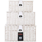 Set of 3 Resin Wicker Woven Storage Baskets with Lid & Lock Gift Hamper Box 2