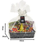 MAKE YOUR OWN HAMPER WICKER WINE BASKET CELLOPHANE WOOD WOOL BOW XMAS GIFT SET 15
