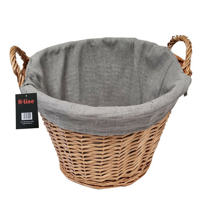 Wicker Laundry Basket With Lining & Handles Washing Bathroom Storage Hamper Bin