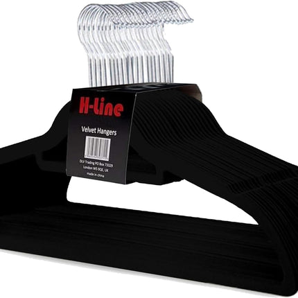 NON SLIP FLOCKED COAT CLOTHES HANGERS VELVET TROUSER HANGING SPACE SAVING