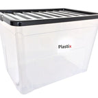Quality Plastic Storage Boxes Clear Box With Black Lids Home Office Stackable UK 6