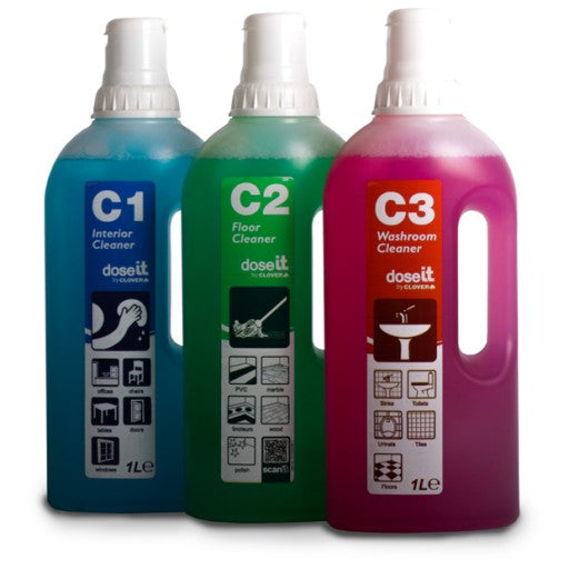 C1 Interior Cleaner, C2 Hard Floor Cleaner & C3 Washroom Cleaner