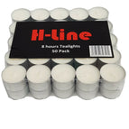 8 hour Tea lights Candles - White Long Lasting Tealights - Unscented - 3.8 x 2.3 CM, 8hr.