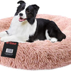 H-LINE Pet Dog Puppy Bed Donut Soft Fluffy Round Long Plush Cat Beds for Calming Washable (Pink, XL - 80cm) 16