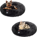 H-LINE Pet Dog Puppy Bed Donut Soft Fluffy Round Long Plush Cat Beds for Calming Washable (Pink, XL - 80cm) 14
