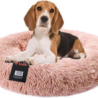 H-LINE Pet Dog Puppy Bed Donut Soft Fluffy Round Long Plush Cat Beds for Calming Washable (Pink, XL - 80cm) 11