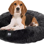 H-LINE Pet Dog Puppy Bed Donut Soft Fluffy Round Long Plush Cat Beds for Calming Washable (Pink, XL - 80cm) 8