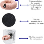H-LINE Pet Dog Puppy Bed Donut Soft Fluffy Round Long Plush Cat Beds for Calming Washable (Pink, XL - 80cm) 3