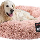 H-LINE Pet Dog Puppy Bed Donut Soft Fluffy Round Long Plush Cat Beds for Calming Washable (Pink, XL - 80cm) 2