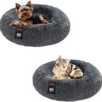 H-LINE Pet Dog Puppy Bed Donut Soft Fluffy Round Long Plush Cat Beds for Calming Washable (Pink, XL - 80cm) 18