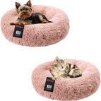 H-LINE Pet Dog Puppy Bed Donut Soft Fluffy Round Long Plush Cat Beds for Calming Washable (Pink, XL - 80cm) 15