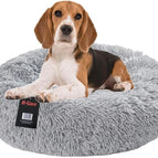 H-LINE Pet Dog Puppy Bed Donut Soft Fluffy Round Long Plush Cat Beds for Calming Washable (Pink, XL - 80cm) 9