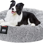 H-LINE Pet Dog Puppy Bed Donut Soft Fluffy Round Long Plush Cat Beds for Calming Washable (Pink, XL - 80cm) 21