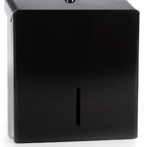 Black Metal C Fold Paper Hand Towel Dispenser Lockable Wall Mounted Unit