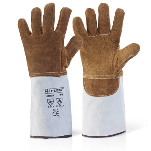Premium Heat Resistant Fire Gloves - Brown & Silver